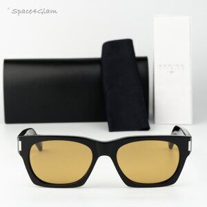 Saint Laurent Men Sunglasses Black Yellow Rectangle SL402 010 NEW AUTHENTIC